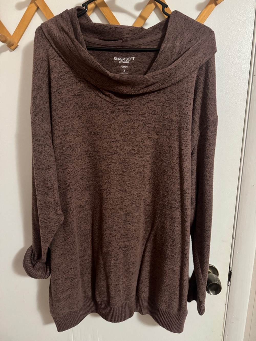 torrid Brown Heather Cowl Neck Plush Sweater